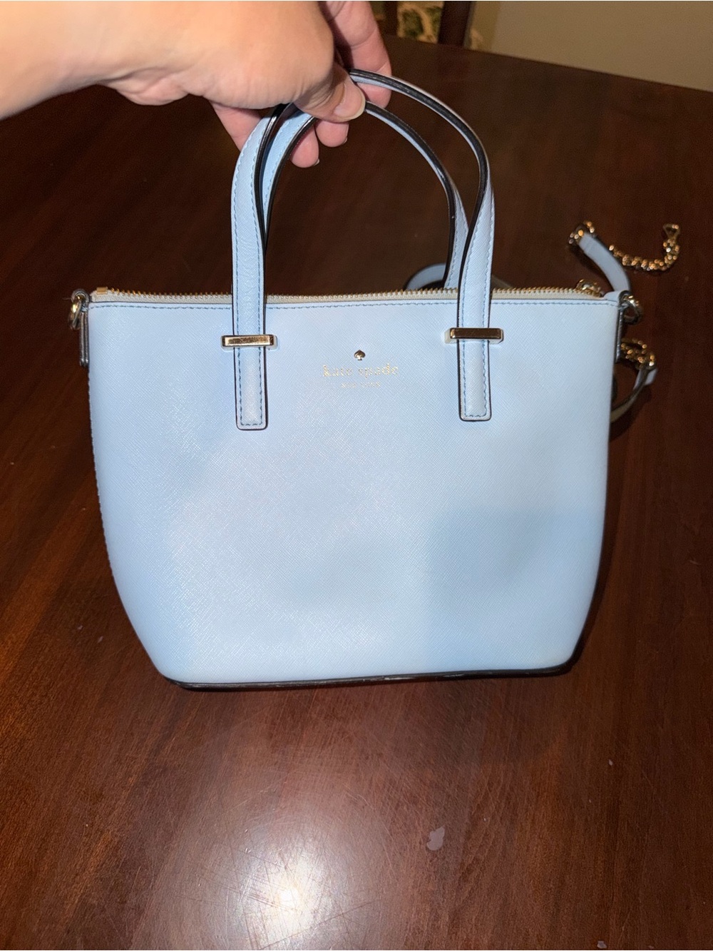 Kate Spade Baby Blue Saffiano Satchel Crossbody Handbag
